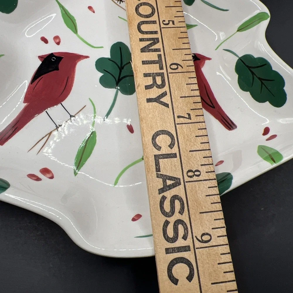 Studio Nova Holiday Cardinal Tree Shaped Serving Plate Red‎ Birds Christmas